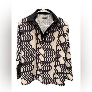 Mandinga Black and White Patterned Shirt BLOUSE SMALL